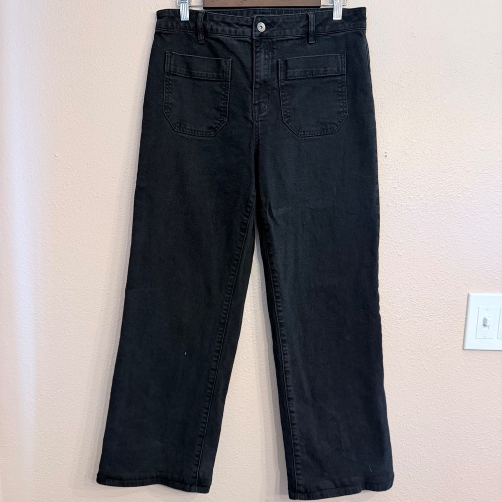 Sanctuary Denim Marine Full Length Standard Rise Black Wide Leg Jeans Size 31